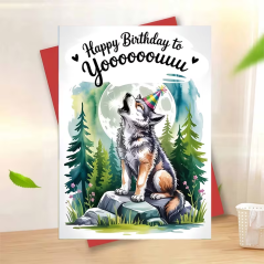 Birthday card - wolf