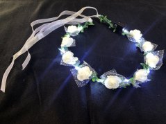 Luminous headband, flower wreath with white LED lights
