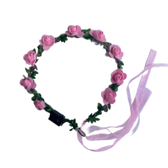 Luminous headband, flower wreath with pink LED lights