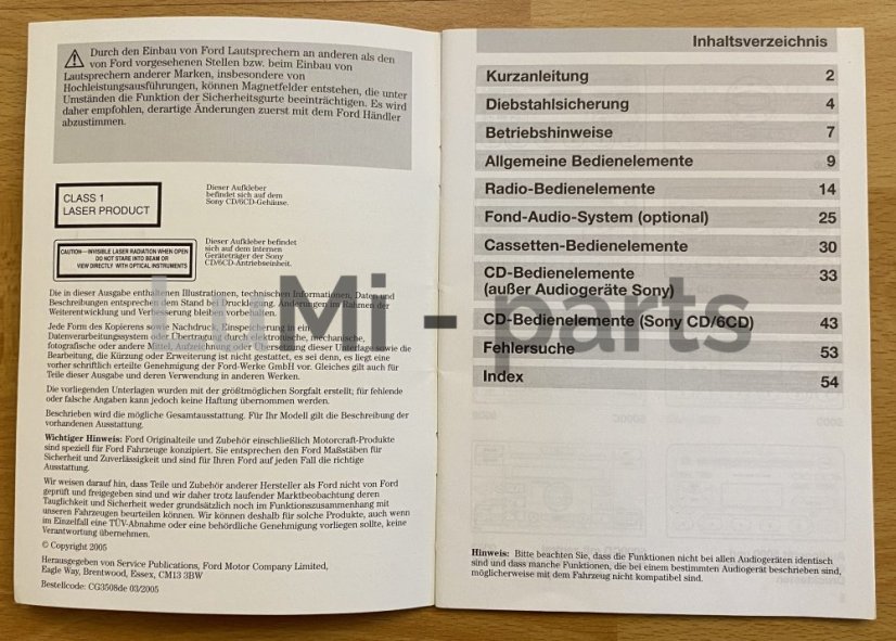 Bedienungsanleitung autoradio Ford DE (021)