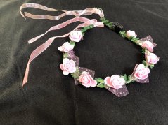 Luminous headband, flower wreath with pink LED lights